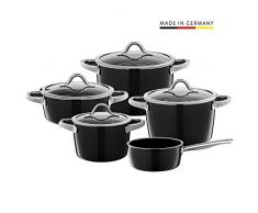 Silit 2109275978 Set de 5 Batteries de Cuisine, Ãmail, Noir, 24 cm