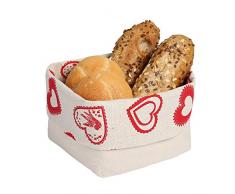 slowroom Corbeille à Pain en Semi Lin, Plastique, naturhalbleinen, Ornement Coeur, 12,5 x 12,5 x 10 cm