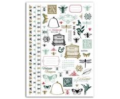 Toga ROP70 Cabinet de Curiosités Planche de transfert fantaisie rub-ons décalcomanies Plastique Multicolore 15 x 23,5 x 0,3 cm