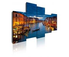 Dekoarte 116 - Tableau moderne sur toile monté sur cadre en bois 5 pièces, Venise Grand Canal, 150x100cm