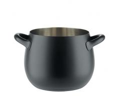 Alessi Sg100/20 B Mami Marmite en Acier Inoxydable 18/10 avec RevÃªtement en RÃ©sine Silicone, Noir, Fond en Acier MagnÃ©tique Compatible avec la Cuisson Par Induction, Ã 20 Cm