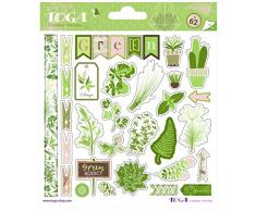 Toga Oh My Green Planches de Stickers, Autre, Vert/ Rose, 15 x 0.1 cm