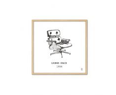 CUADRIMAN Design Tableau Lounge Chair, Bois, Blanc et Noir, 42Â x 42Â cm