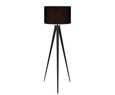 Versanora Lampadaire Romanza trÃ©pied lampe de sol sur pied abat-jour noir VN-L00006-EU
