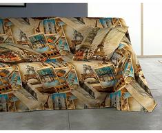 Martina Home Postale Plaid Multiusage, Tissu, Multicolore, 250Â x 270Â cm