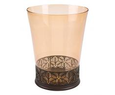 InterDesign Fauna poubelle ronde pour salle de bain, cuisine ou bureau, poubelle plastique avec motif feuillu en filigrane, marron/couleur bronze