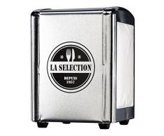 Saveur et Degustation KA1437 Distributeur de Serviette + Serviette Acier Inoxydable Noir/Rouge/Argent 10,8 x 9,6 x 14,7 cm - Coloris Aléatoire