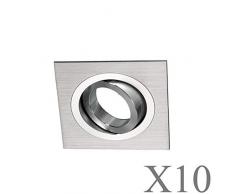 Wonderlamp Spot encastrable carré 10 UNIDADES aluminium