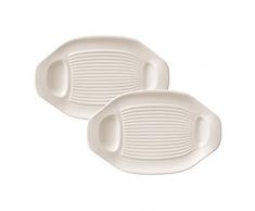 Villeroy & Boch BBQ Passion Assiettes pour lÃ©gumes grillÃ©s, Lot de 2, Dimensions : 33 x 22 cm, Porcelaine Premium, Blanc