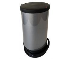 Sundis 0101002 Poubelle Ã pedale avec feremeture silencieuse, patins antidÃ©rapant et dÃ©cor IML, Plastique, Carbone, 30L