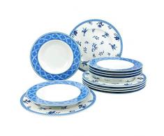 Creatable 19163, série Blue Country, Vaisselle, Service de Table 12 pièces