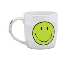 Zak Designs 6662-1594 Mug Porcelaine 35cl-Blanc/Smiley Vert, 10 x 10 x 13 cm