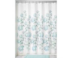 InterDesign Azalea rideau de douche tissu impermÃ©able, 183,0 cm x 183,0 cm rideau de douche en polyester avec motif floral, vert/blanc