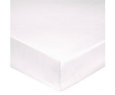 Blanc des Vosges Uni Satin Drap housse Coton Guimauve 140 x 200 cm bonnet de 30 cm
