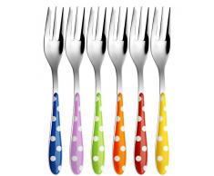 Bugatti PSAA-014F17/6 Pois MÃ©nagÃ¨re de 6 PiÃ¨ces Fourchette Ã GÃ¢teau SAN/Acier Multicolore 16 x 20 x 3 cm