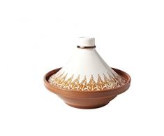 COSY & TRENDY 300084 Tajine en grès Ikat-Blanche/Terracotta-D 28 CM