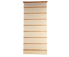 JAPONIKA Store Bateau Manoeuvre Cordon Tissu Polyester blanc aspect soie froissée/Lattes Bois Verni incolore, largeur hors tout 50 x H.195 cm