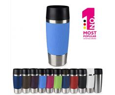 Emsa 513552 TRAVEL MUG, Mug isotherme fermeture par pression Quick Press, 100% hermétique, silicone, 360 ml, Bleu maritime