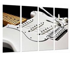 Tableau Moderne Photographique, Impression sur bois, Cordes de guitare blanche, dÃ©coration musicale, Fender Stratocaster, 131 x 62 cm, ref. 26768