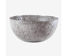 Better & Best Saladier rond en mÃ©tal Ã©maillÃ© avec bord dentelÃ©, dÃ©corÃ© de losanges, gris, 32 x 32 x 14 cm