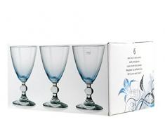 H&H Splendor Set VAP à Vin, Verre, Bleu, 17 cl, 6 Pièces