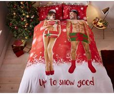 Catherine Lansfield Up to Snow Good Parure pour Couette, Polycoton, Red, King