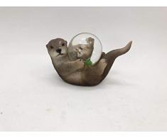 Katerina Prestige ME1129 Boule Neige Loutre sur Figurine Loutre, Bleu/Gris, 9x7x8 cm