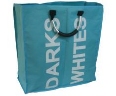 JVL Panier Ã Linge Double en Tissu avec poignÃ©es de Transport Bleu