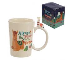 Puckator Alpaca Tasse avec Alpaca Miniature sur Le Manche, Alpaca The Herd, 12 x 13 x 8,5 cm, Blanc uni