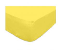 Soleil dOcre 613824 Drap Housse Coton 57 Fils Jaune 190 x 140 cm