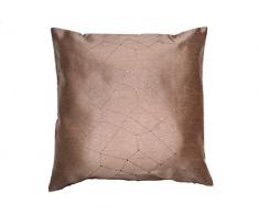 Soleil docre Coussin 40x40 cm Impression Argent Fiesta Taupe, Polyester, Ecru, 40x40x15 cm