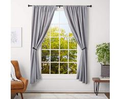 AmazonBasics Tringle Ã rideaux avec embouts carrÃ©s, 91 Ã 183 cm + embrases, diamÃ¨tre 2,5 cm, Noir
