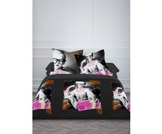 TODAY Enjoy Opéra Rock-Parure HC2 : Housse de Couette 220x240 + 2 Taies dOreiller 100% Coton, 57 Fils, Gris