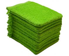 NatureMark NM-HT0829 Lot de 10 Gants de Toilette en Tissu éponge, 15 x 21 cm, 100% Coton Vert Pomme
