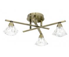 Oaks Lighting Alamas Lustre avec finition laiton antique et verres de lampe en cristal K9