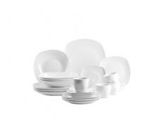 Domestic Mäser Cosmo Service à Vaisselle 20 pièces pour Le Quotidien avec 4 Tasses à café/4 soucoupes/4 Assiettes à Dessert/4 Assiettes Plates/4 Assiettes Creuses Blanc