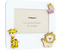 Fabula Cadre de Table laqué avec Applications en Bois Naturel « Girafe Diella Foresta » pour Photos 10 x 15 cm Horizontale, Multicolore, 10 x 15 cm