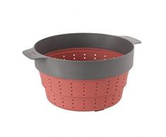Berghoff 3950152 Panier vapeur et passoire multifonction pliable en silicone, rose et gris