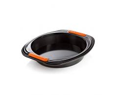 Le Creuset 94101400000000 Moule Ã Fond Amovible Rond Anti-AdhÃ©rent, sans PFOA, RÃ©sistant au Levain, en Acier SiliconÃ©, Anthracite/Orange, Ã 20 cm