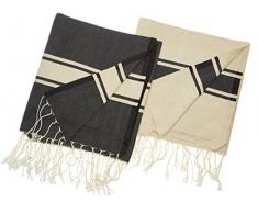 1001 Foutas Duo de foutas Noir & Lin 100% Coton, Noir/Lin