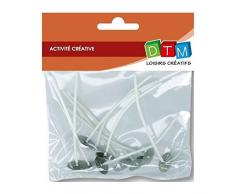 GRAINE CREATIVE 153401 Sachet de 10 MÃ¨ches Ã Bougie sur Pied, Coton, Blanc, 11,5 x 1,5 x 14,5 cm