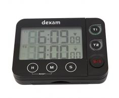Dexam Minuteur Ã©lectronique de Cuisine avec Horloge Noir 9,5 x 7,2 x 2,3 cm