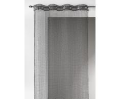 Home Maison 09402-8-AL Voilage Maille Filet à Paillettes avec Oeillets Ronds Noir/Argent 140 x 240 cm