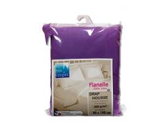 Nuit des Vosges 2227116 Caen Drap Housse Flanelle Unie/Coton Lavande 90 x 190 cm