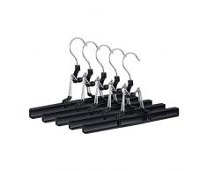 Relaxdays 10024660_306 Lot de 5 cintres, mÃ©tal, PVC, Noir, 15,8 x 26 x 3 cm