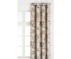 Linder 0551/18/49797/375FR Rideau Occultant Imprimé lUsine Beige Rouge Oeillets 145 x 260 cm