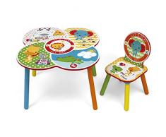 Fisher-Price FP10000 Ensemble de Table et Chaise, Bois, Blanc/Jaune, 52x60x60 cm
