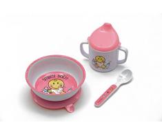 Zak Designs 6706-3380 Smiley Set 3pcs: Bol Ã Ventouse, mug & cuillÃ¨re-Baby Rose, Autre, 45x35x25 cm