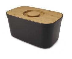 Joseph Joseph - Boîte à Pain - Huche à Pain et Couvercle en Bambou pouvant servir de Planche à Couper le Pain - Noir