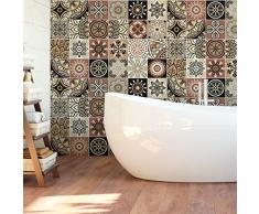 Sticker adhÃ©sifs carrelages | Autocollant Carreaux de Ciment - MosaÃ¯que Salle de Bain & Cuisine | Carreaux de Ciment AdhÃ©sif Mural - Azulejos 15x15 cm - 24 PiÃ¨ces Piura